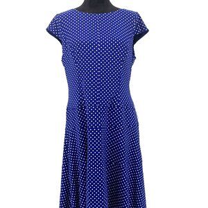 AK Blue & White Polka Dot Lined Dress Size 14